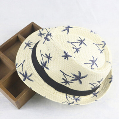 

Childrens Straw Hat Summer Sunscreen Boy Beach Hat British Travel Jazz Cap