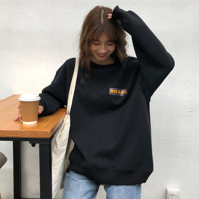 

Women Korean Harajuku Hoodies Autumn Loose Ladies Blackpink Fleece Sweetshirt Long Sleeve Crewneck Friends Stranger Things