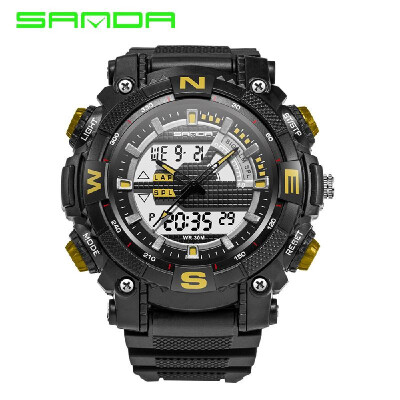 

SANDA 743 Electronic Sport Watch Men Waterproof Watches Analog Digital LED Back Light Wristwatch for Male Clock