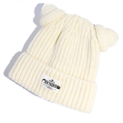 

Hat lady autumn&winter cute hundred tied wool hat Korean letter paste cold hat students warm knitted hat