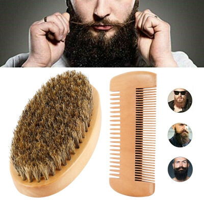 

Gents Mens Boar Bristle Shaving Moustache Beard Brush&Comb Set Kit Wooden