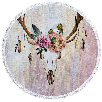 

OCHINE Diameter 150cm Summer Swimming Bath Towel Elephant Pattern Round Microfiber Fringed Mat Carpet Blanket Shooting Props