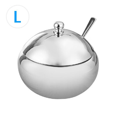 

Stainless Steel Seasoning Pots Salt Box Sugar Bowel Condiment Caddy Container Holder with Spoon Lid for Catering Hosting Parties K