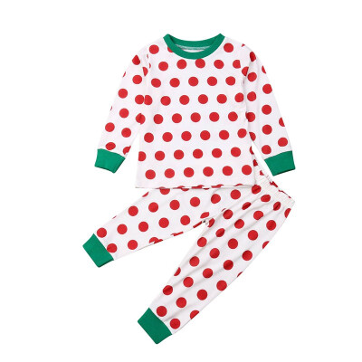 

Autumn Baby Kids Girls Boys Polka Dot Print Sleepwear Set Long Sleeve Blouse TopsPants Pajamas