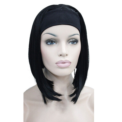 

StrongBeauty Cute BOB 3-4 Wig with Headband Orange Brown Straight Womens Short Half Hair Wigs COLOUR CHOICES