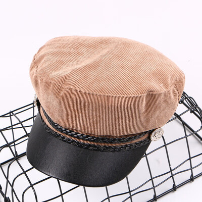 

Spring military hat female British Han version of the boomer youth bend eaves beret set up fashion black painter octagonal hat