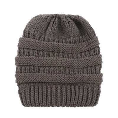 

Fashion Women Knitted Beanies Tail Hat Dome High Bun Ponytail Winter Warm Cap Skullies Headwear