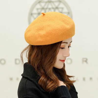 

Hat female Japanese autumn&winter wool berets retro Joker solid color wool painter Hat Korean literary bud Hat