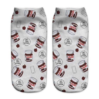 

1Pair Food Cartoon 3D Printing Socks Women Fashion Summer Cotton Low Cut Ankle Short Socks Female Fresh Style