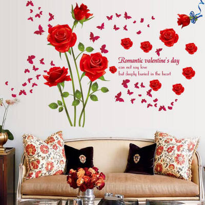 

Fashion Rose Flower Removable PVC Wall Sticker Home Decor Room Decal Home Garden Home Decoration Stickers