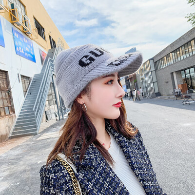 

Empty top woolen hat childrens winter net red personality fashion student Korean version versatile letter new knitting cap