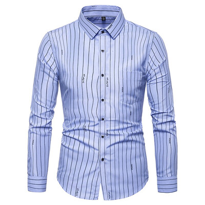

Tailored Mens New Fashion Printed Long Sleeve Shirts Slim Comfortable Long Sleeve Shirt