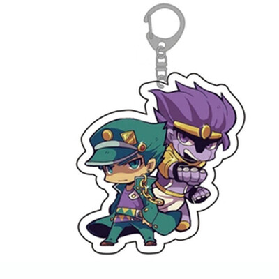 

CAR-TOBBY Anime Jojos Bizarre Adventure Keychain Cartoon Figure Acrylic Pendant Backpack Key Ring