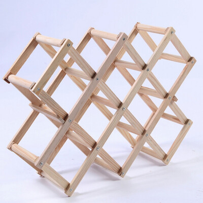 

Wood Folding Wine Whisky Holder In Bottle Kitchen BarStorage Exhibitor Solid Wood Creative Folding Wine Rack