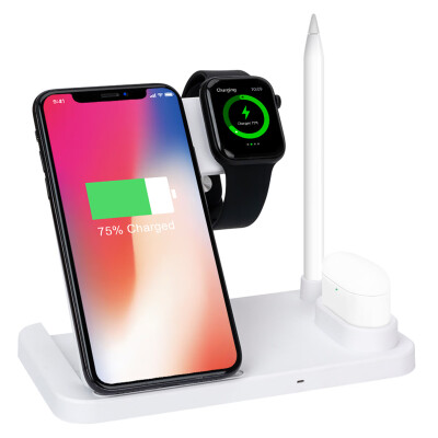 

4 in 1 Wireless Charger For iPhone X  XR 8 Fast Wireless Charging Station for Airpods For Apple Watch 4 3 2 For Apple Pencil