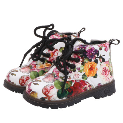 

Spring Autumn Winter 0-5Y Baby Kids Boy Girl Synthetic Boots Fashion Flats Breathable Anti-Slip Soft Soled Flower Printing Boots