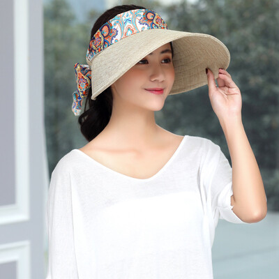 

New Korean version of the empty top hat sackcloth breathable folding summer sunshade cap tourist beach cap