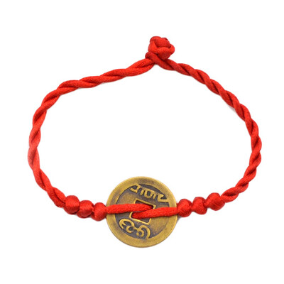 

2PCS Chinese Feng Shui Coins Braided Red String Rope Bracelet Bangle Lucky Gift
