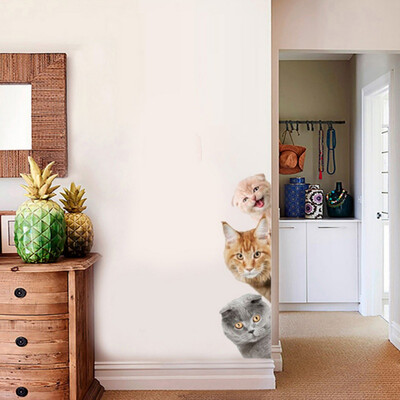

Simulation of three small cat 3D wall stickers Funny cat dog wall stickers for Door Window Wardrobe Fridge Decorations