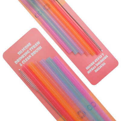

Flexible Silicone Straws Set Reusable Beverage Juice Straight Straws With Cleaning Brush For Child Adult88