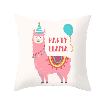 

8 Patterns 18X18Inch Cute Alpaca Pillowcase Car Sofa Peach Skin Cushion Cover Home Decor