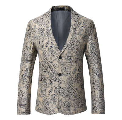 

Toponeto Mens Fashion England Printing High Quality Casual Single Breasted Suit