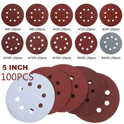 

SIQUK 100 Pieces Sanding Discs 125mm 8 Holes Hook&Loop