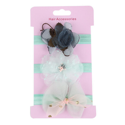 

Pack Of 3 Children Toddler Baby Girl Cute Lace Stretch Sequin Bow Elastic Headband Molding Hair Band Accessories