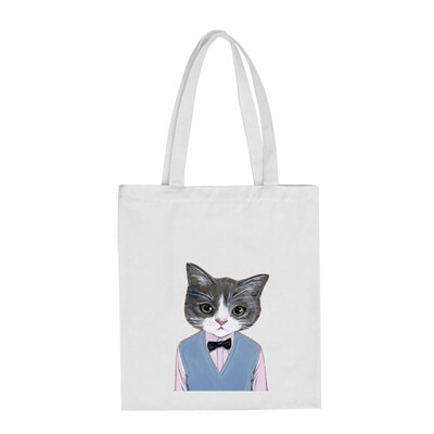 

Tailored Fashion Women Canvas Printing Cute Cat Shoulder Bags Large Capacity Shopping Bag