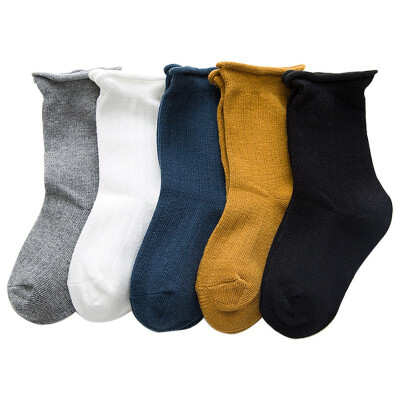 

Autumn Winter Childrens Cotton Solid Color Stripes Baby Hot Socks 5 Pairs Cute Baby Girl Boy Warm Casual New Socks 1-8Y