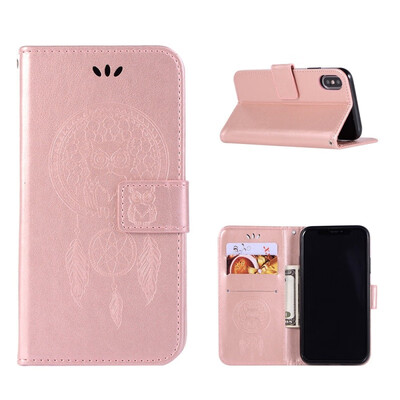 

MOONCASE Apple iPhone XS Max Windbell Owl Embossed Leather Case - Rose Gold
