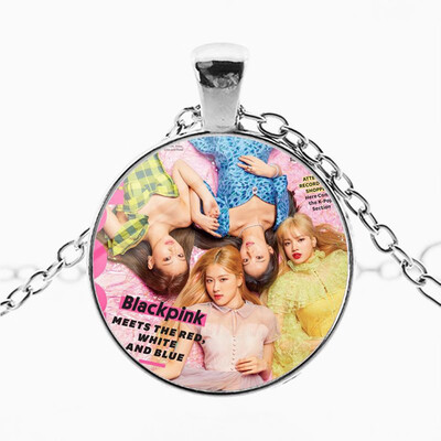 

KPOP BLACKPINK Simple Time Gemstone Necklace Super Cute HD Picture Printing Pendant Necklace Boys Girls Hot Gifts for Fans