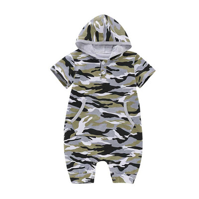 

Baby Newborn Girls Boys Hooded Design Short Sleeve Jumpsuit Romper Infant Casual Bodysuit Outfits