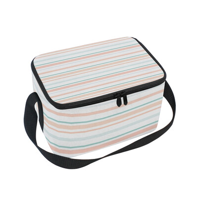

ALAZA Insulated Lunch Box Colorful Strips Lunch Bag for Men Women Portable Tote Bag Cooler Bag