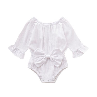 

Infant Newborn Baby Girls Jumpsuit Long Sleeve Rompers With Bowknot Kids Bodysuit Jumpsuit Clothes