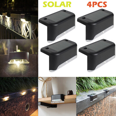 

〖Follure〗4PCS LED Warm White Solar PathStair Outdoor Light Garden Yard Fence Wall Lamp