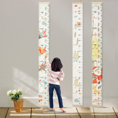 

Childrens Height Ruler Baby Growth Height Chart Canvas&Wood Hanging Removable Wall Ruler for Kids Wall Decor