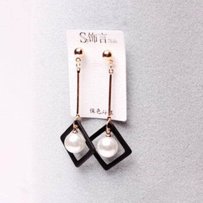 

Europe&the United States original color shells geometric circular square pendant long earrings popular earrings fashionable