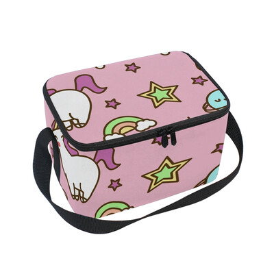 

ALAZA Lunch Box Insulated Unicorn And Rainbow Lunch Bag Large Cooler Tote Bagfor Men Women