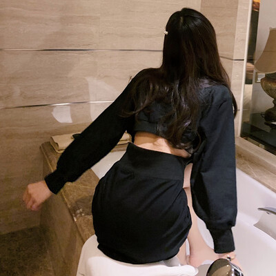 

Korean Women Short Dress Spring Autumn Long Sleeve Mini Dress Backless Sexy Club Wear Evening Party Dress Vestidos