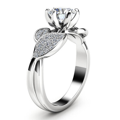 

Womens Fashion Elegant 925 silver Dazzling Flower Diamond Ring