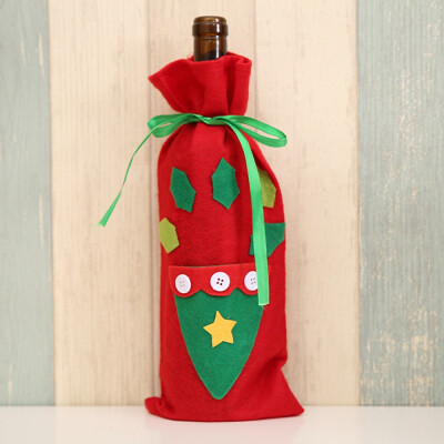 

Tailored Red Wine Bottle Cover Bags Decoration Home Party Santa Claus Christmas