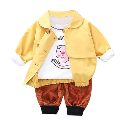 

Autumn Baby Boy Girl Cute Long Sleeve Cartoon Print T-shirt Sweatshirt Trousers Casual Outfits Sets
