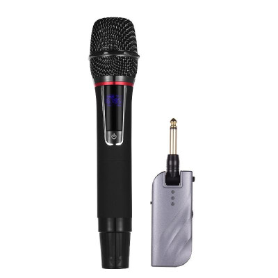 

UHF Dual-Frequency Wireless Microphones Set with 1 Receiver 2 Handheld Microphone for DJ Party Karaoke Business Meeting Live Perfo