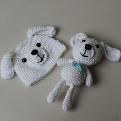 

2Pcs Set Small Animal Shape HatToy Newborn Baby Boys Girls Photography Props