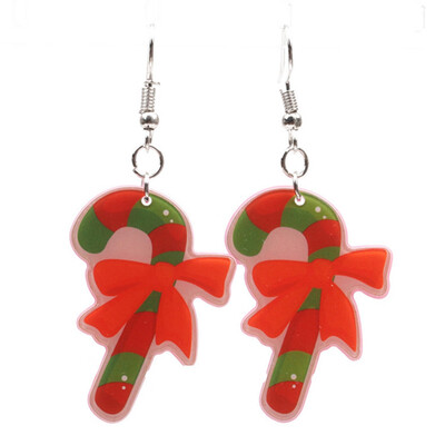 

Christmas Tree Bell Crutch Hook Drop Dangle Earrings Womens Jewellery Gift Christmas Party