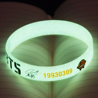 

KPOP BTS Bangtan Boys Luminous Silicone Bracelet Cartoon Image Print Bracelet Unisex Hot Gift for Fans