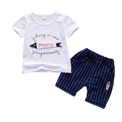 

Baby Boy Girls Clothing Sets Bebe Fashion T-shirtStriped Pants Set Summer Kid Outfit Toddler Children Cotton Tracksuit Clothes