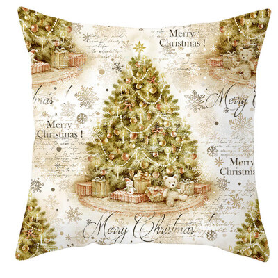 

45x45cm Merry Christmas Decoration Velvet Pillow Cover Xmas Navidad Gift For Home Happy New Year Decorator