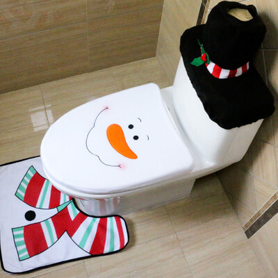 

3 Pcs\Set Christmas Decorations Toilet Seat Santa Cover Funny Xmas Gift For Bathroom Set